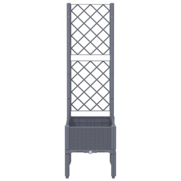 vidaXL Ζαρντινιέρα Κήπου με Καφασωτό Γκρι 40x40x142 εκ. από PP