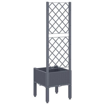 vidaXL Ζαρντινιέρα Κήπου με Καφασωτό Γκρι 40x40x142 εκ. από PP