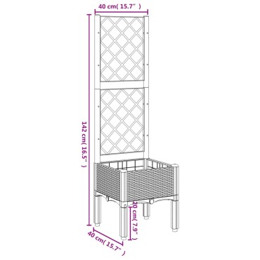 vidaXL Ζαρντινιέρα Κήπου με Καφασωτό Γκρι 40x40x142 εκ. από PP