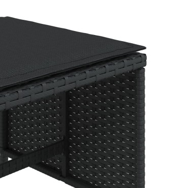 vidaXL Σκαμπό Κήπου 4 τεμ. Μαύρα 41x41x36 Συνθετικό Ρατάν με Μαξιλάρια 41x41x36cm