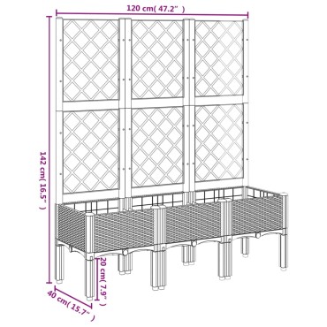 vidaXL Ζαρντινιέρα Κήπου με Καφασωτό Μαύρο 120 x 40 x 142 εκ. από PP
