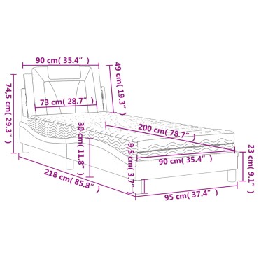 vidaXL Κρεβάτι με Στρώμα Καφέ 90x200 εκ. από Συνθετικό Δέρμα