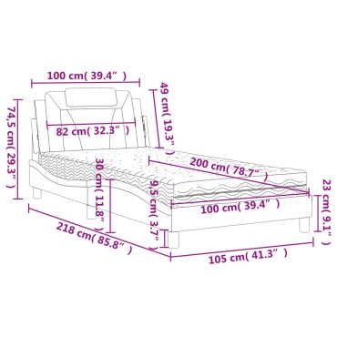 vidaXL Κρεβάτι με Στρώμα Μαύρο 100x200 εκ. από Συνθετικό Δέρμα