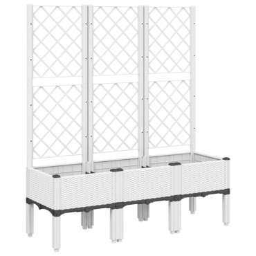 vidaXL Ζαρντινιέρα Κήπου με Καφασωτό Λευκή 120x40x142 εκ. Πολυπροπ.