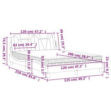 vidaXL Κρεβάτι με Στρώμα Καφέ 120x200ε κ. από Συνθετικό Δέρμα