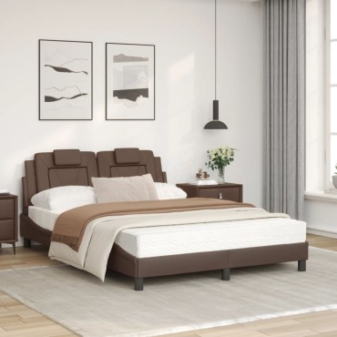 vidaXL Κρεβάτι με Στρώμα Καφέ 120x200ε κ. από Συνθετικό Δέρμα