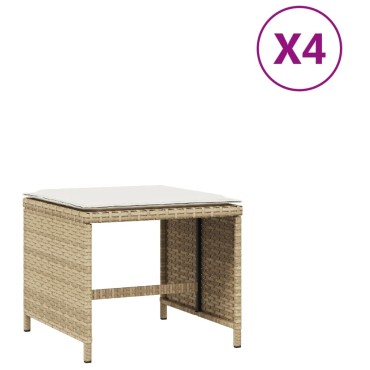 vidaXL Σκαμπό Κήπου 4 τεμ. Μπεζ 41x41x36cm Συνθ. Ρατάν με Μαξιλάρια