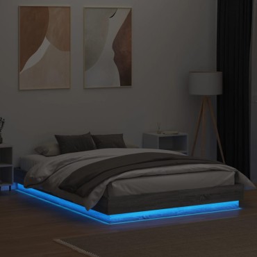 vidaXL Πλαίσιο Κρεβατιού με LED Γκρι sonoma 160 x 200 εκ.