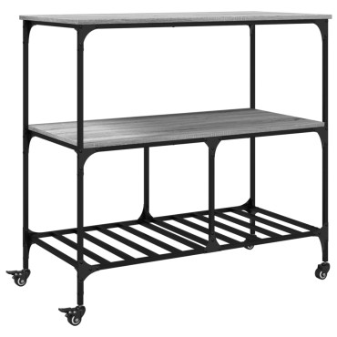 vidaXL Τρόλεϊ Κουζίνας Sonoma Γκρι 100x50x95cm Επεξεργασμένο Ξύλο 1 τεμ.