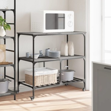 vidaXL Τρόλεϊ Κουζίνας Sonoma Γκρι 100x50x95cm Επεξεργασμένο Ξύλο 1 τεμ.