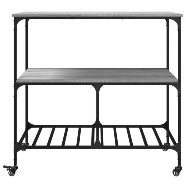 vidaXL Τρόλεϊ Κουζίνας Sonoma Γκρι 100x50x95cm Επεξεργασμένο Ξύλο 1 τεμ.