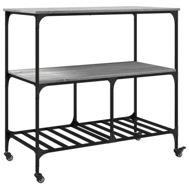 vidaXL Τρόλεϊ Κουζίνας Sonoma Γκρι 100x50x95cm Επεξεργασμένο Ξύλο 1 τεμ.