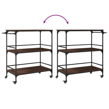 vidaXL Τρόλεϊ Κουζίνας Καφέ Δρυς 100,5x50x105cm Επεξεργασμένο Ξύλο 1 τεμ.