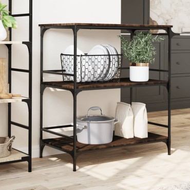 vidaXL Τρόλεϊ Κουζίνας Καφέ Δρυς 100,5x50x105cm Επεξεργασμένο Ξύλο 1 τεμ.