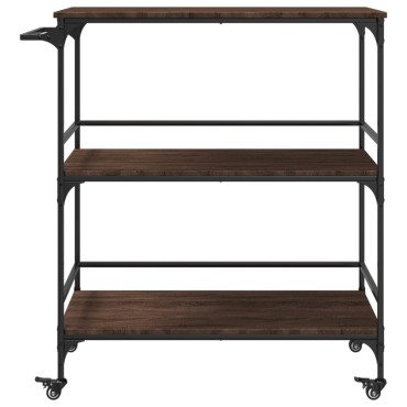 vidaXL Τρόλεϊ Κουζίνας Καφέ Δρυς 100,5x50x105cm Επεξεργασμένο Ξύλο 1 τεμ.