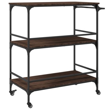 vidaXL Τρόλεϊ Κουζίνας Καφέ Δρυς 100,5x50x105cm Επεξεργασμένο Ξύλο 1 τεμ.