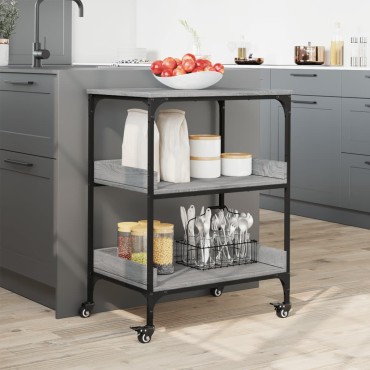 vidaXL Τρόλεϊ Κουζίνας Sonoma Γκρι 60x41x80,5cm Επεξεργασμένο Ξύλο 1 τεμ.