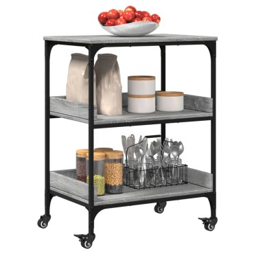 vidaXL Τρόλεϊ Κουζίνας Sonoma Γκρι 60x41x80,5cm Επεξεργασμένο Ξύλο 1 τεμ.