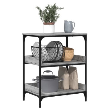 vidaXL Τρόλεϊ Κουζίνας Sonoma Γκρι 60x41x80,5cm Επεξεργασμένο Ξύλο 1 τεμ.