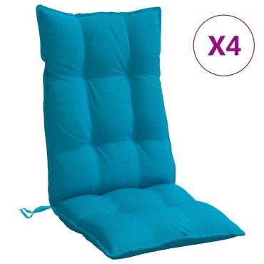 vidaXL Μαξιλάρια Καρέκλας με Πλάτη 4 τεμ. Γαλάζια από Ύφασμα Oxford