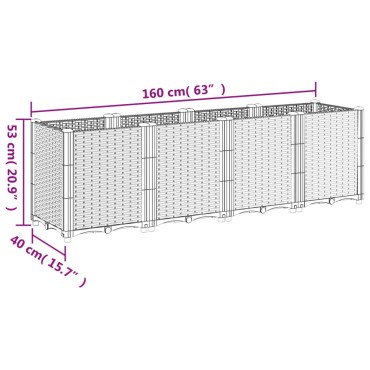 vidaXL Ζαρντινιέρα Κήπου Μπλε Γκρι 160x40x53 εκ. Πολυπροπυλένιο