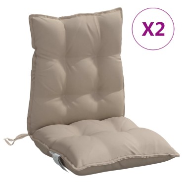 vidaXL Μαξιλάρια Καρέκλας Χαμηλή Πλάτη 2 τεμ. Taupe Ύφασμα Oxford 100x50x7cm