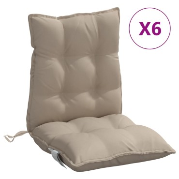 vidaXL Μαξιλάρια Καρέκλας Χαμηλή Πλάτη 6 τεμ. Taupe Ύφασμα Oxford 100x50x7cm