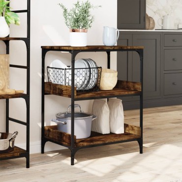 vidaXL Τρόλεϊ Κουζίνας Καπνιστή Δρυς 60x41x80,5cm Επεξεργασμένο Ξύλο 1 τεμ.