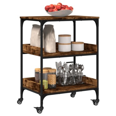 vidaXL Τρόλεϊ Κουζίνας Καπνιστή Δρυς 60x41x80,5cm Επεξεργασμένο Ξύλο 1 τεμ.