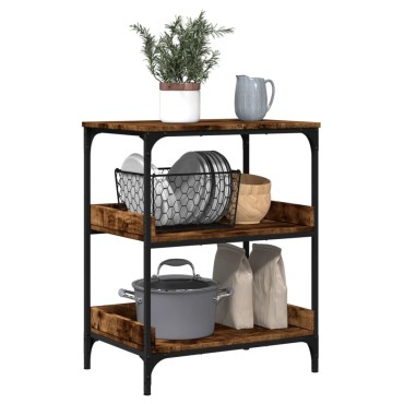 vidaXL Τρόλεϊ Κουζίνας Καπνιστή Δρυς 60x41x80,5cm Επεξεργασμένο Ξύλο 1 τεμ.