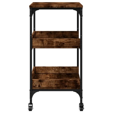 vidaXL Τρόλεϊ Κουζίνας Καπνιστή Δρυς 60x41x80,5cm Επεξεργασμένο Ξύλο 1 τεμ.
