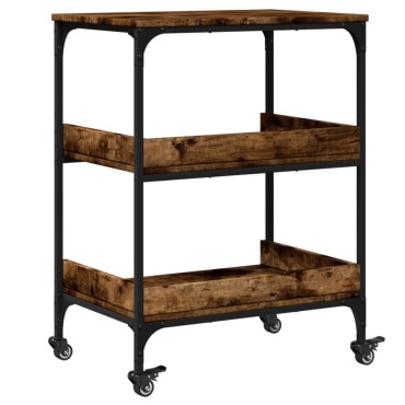 vidaXL Τρόλεϊ Κουζίνας Καπνιστή Δρυς 60x41x80,5cm Επεξεργασμένο Ξύλο 1 τεμ.