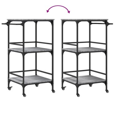 vidaXL Τρόλεϊ Κουζίνας Sonoma Γκρι 60,5x50x105cm Επεξεργασμένο Ξύλο 1 τεμ.