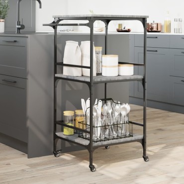 vidaXL Τρόλεϊ Κουζίνας Sonoma Γκρι 60,5x50x105cm Επεξεργασμένο Ξύλο 1 τεμ.