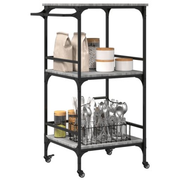vidaXL Τρόλεϊ Κουζίνας Sonoma Γκρι 60,5x50x105cm Επεξεργασμένο Ξύλο 1 τεμ.