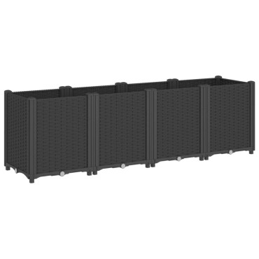 vidaXL Ζαρντινιέρα Κήπου Μαύρη 160x40x53 εκ. Πολυπροπυλένιο