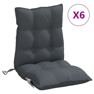 vidaXL Μαξιλάρια Καρέκλας Χαμηλή Πλάτη 6 τεμ. Ανθρακί Ύφασμα Oxford 100x50x7cm