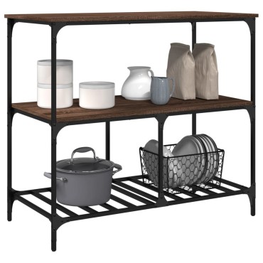 vidaXL Τρόλεϊ Κουζίνας Καφέ Δρυς 100x50x95cm Επεξεργασμένο Ξύλο 1 τεμ.