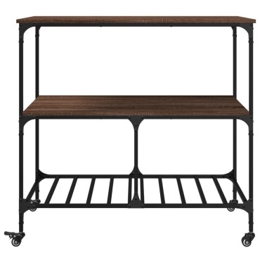 vidaXL Τρόλεϊ Κουζίνας Καφέ Δρυς 100x50x95cm Επεξεργασμένο Ξύλο 1 τεμ.