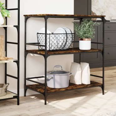 vidaXL Τρόλεϊ Κουζίνας Καπνιστή Δρυς 100,5x50x105cm Επεξ. Ξύλο 1 τεμ.