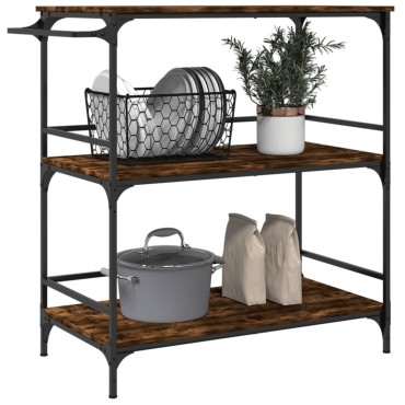 vidaXL Τρόλεϊ Κουζίνας Καπνιστή Δρυς 100,5x50x105cm Επεξ. Ξύλο 1 τεμ.