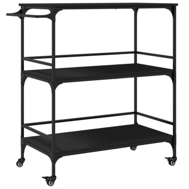 vidaXL Τρόλεϊ Κουζίνας Μαύρο 100,5x50x105cm από Επεξεργασμένο Ξύλο 1 τεμ.