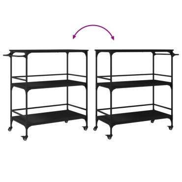 vidaXL Τρόλεϊ Κουζίνας Μαύρο 100,5x50x105cm από Επεξεργασμένο Ξύλο 1 τεμ.