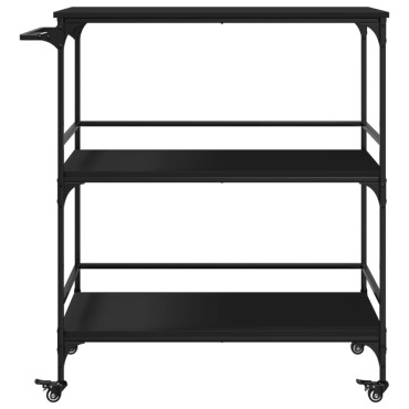 vidaXL Τρόλεϊ Κουζίνας Μαύρο 100,5x50x105cm από Επεξεργασμένο Ξύλο 1 τεμ.