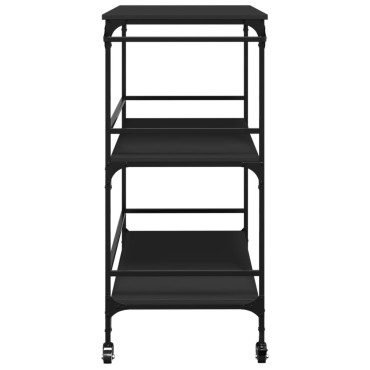 vidaXL Τρόλεϊ Κουζίνας Μαύρο 100,5x50x105cm από Επεξεργασμένο Ξύλο 1 τεμ.