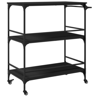 vidaXL Τρόλεϊ Κουζίνας Μαύρο 100,5x50x105cm από Επεξεργασμένο Ξύλο 1 τεμ.