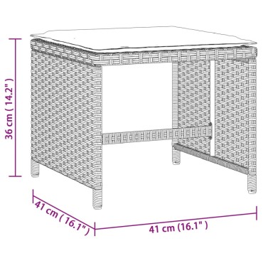 vidaXL Σκαμπό Κήπου 4 τεμ. Αν. Γκρι 41x41x36cm Συνθ. Ρατάν Μαξιλάρια