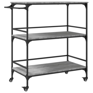 vidaXL Τρόλεϊ Κουζίνας Sonoma Γκρι 100,5x50x105cm Επεξεργασμένο Ξύλο 1 τεμ.