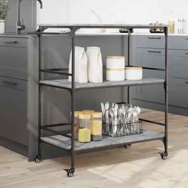 vidaXL Τρόλεϊ Κουζίνας Sonoma Γκρι 100,5x50x105cm Επεξεργασμένο Ξύλο 1 τεμ.
