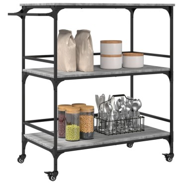 vidaXL Τρόλεϊ Κουζίνας Sonoma Γκρι 100,5x50x105cm Επεξεργασμένο Ξύλο 1 τεμ.